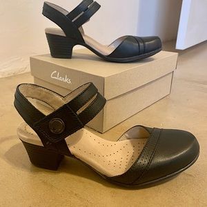Clarks Black Leather Pumps, Size 6-1/2